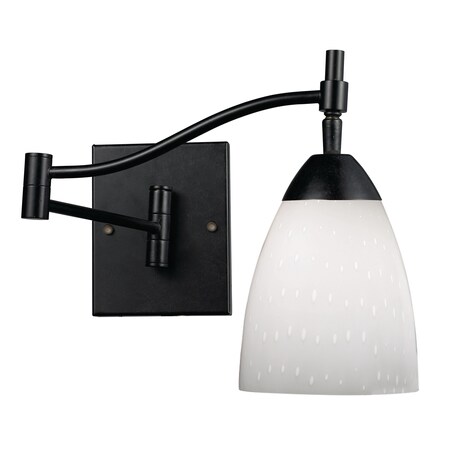 Elk Lighting Celina 1-Light Swingarm Wall Lamp in Dark Rust with Simple White Glass 10151/1DR-WH